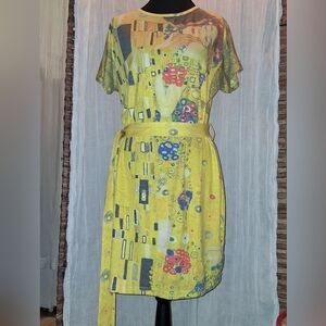 Artistic Yellow Midi Dress